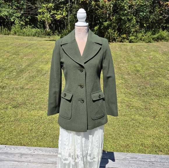 Worthington Womens Classic 70% Wool Green Jacket Size 4P, Petite Coat - Picture 1 of 11